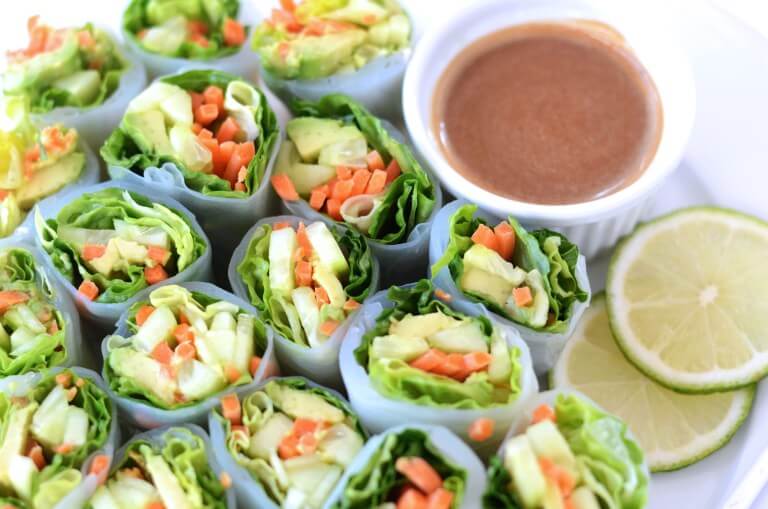 Light and Fresh Spring Rolls with a Peanut Thai Dressing