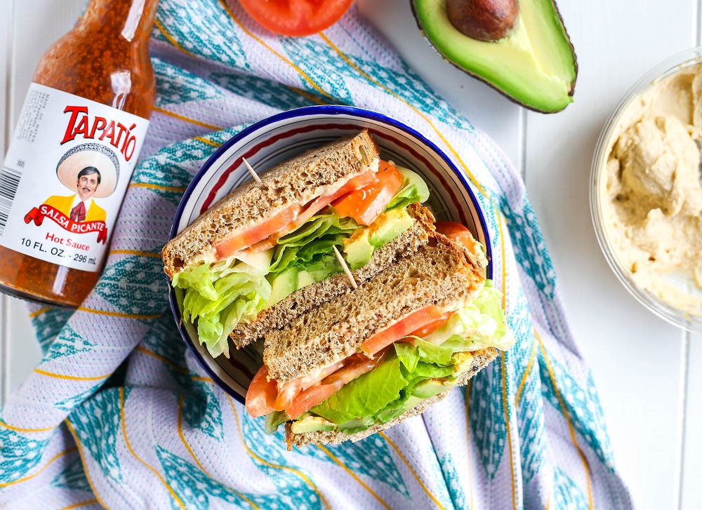 Smashed Avocado Hummus Sandwich
